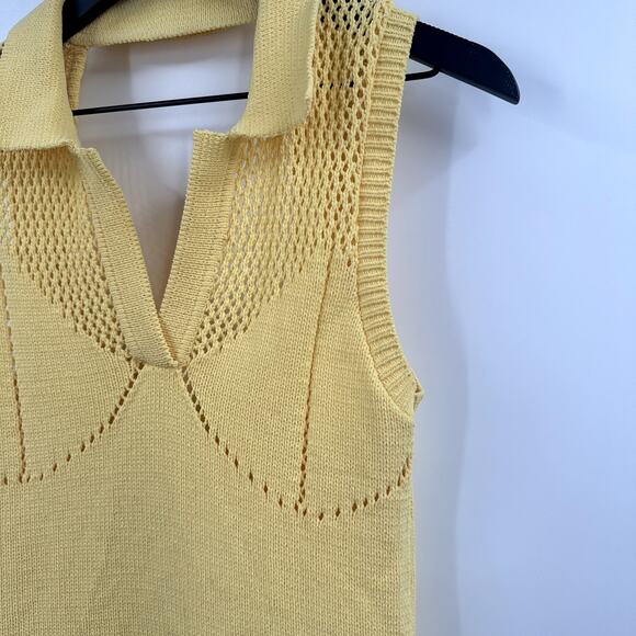 ZARA Yellow PERFORATED collated Knit tennis Dress Size Medium - Picture 4 of 8